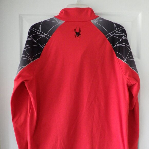 Spyder Long Sleeve Pullover Mens Red Spider Webstrong 1/4 Zip Mock Neck Shirt Md - Picture 5 of 9